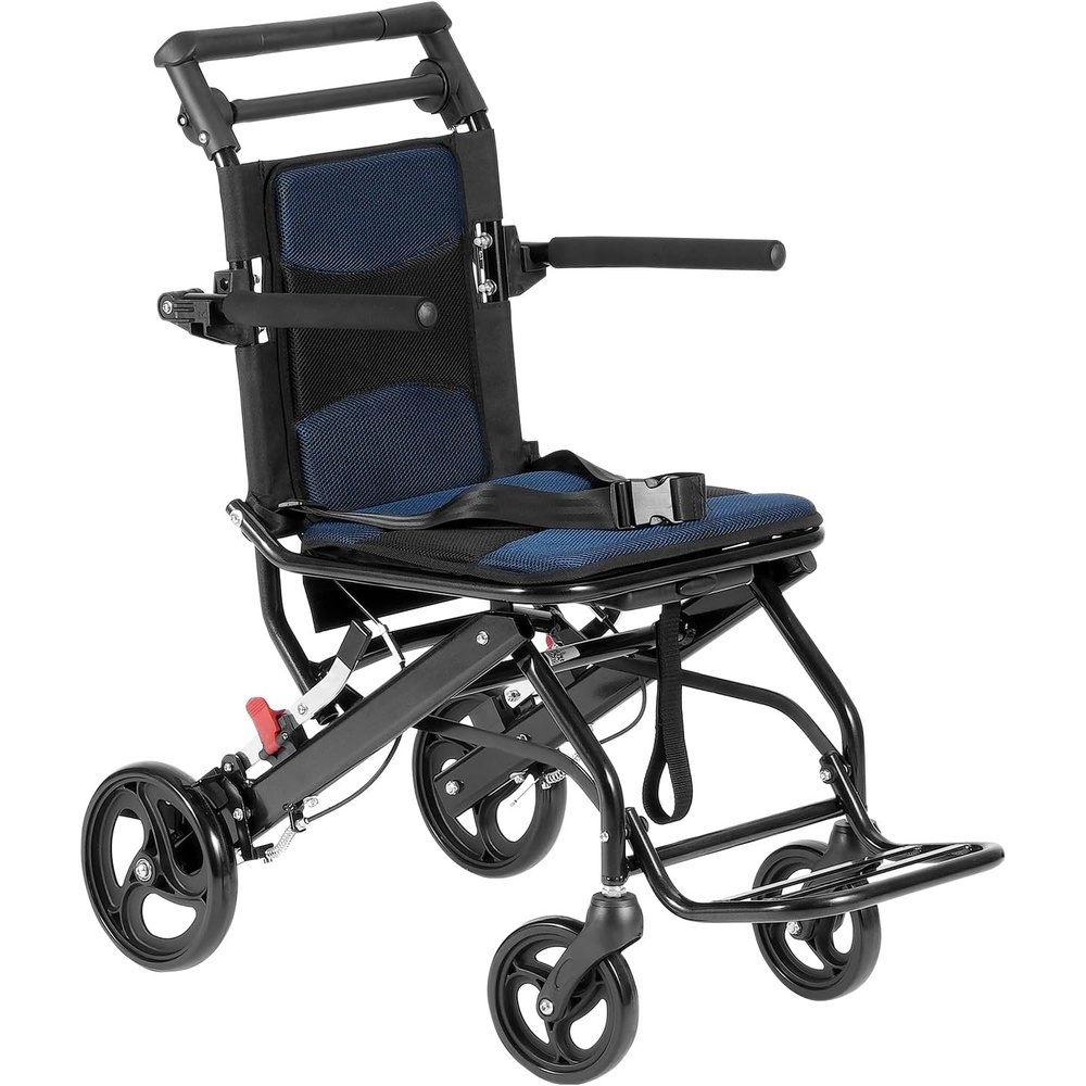image:imageVEVOR Wheelchair Carbon Steel Transport Chair for Adults Foldable Wheelchair with Detachable Armrest SelfLocking Brake 24Inch Wide Seat 300lbs Weight Capacity for The Disabled Move Freely1575Inch Wide Seat 220 Pound