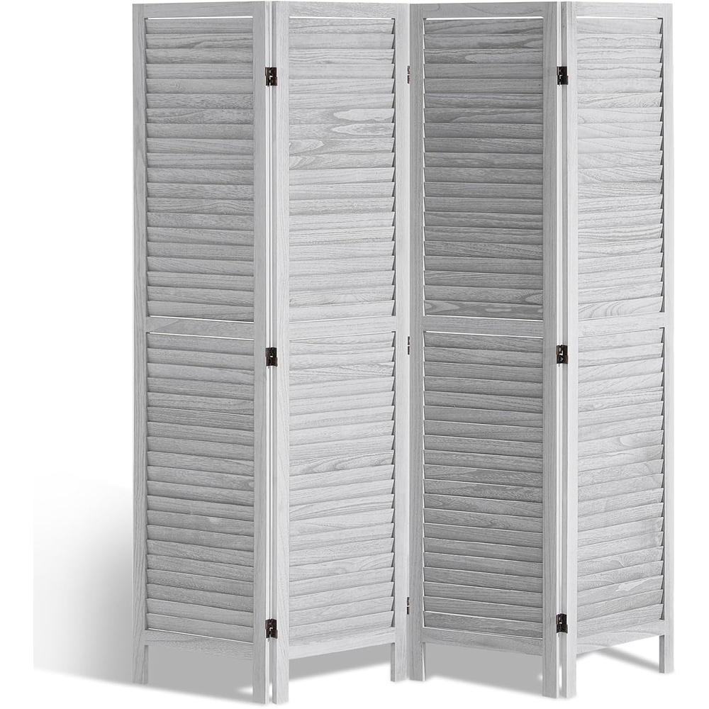 image:imageVEVOR Wood Room Divider 6 Panel Wood Folding Privacy Screen 669 Inches Tall Indoor Louvered Partition Divider Portable Decoration Screen for Room Separation Home Office Restaurant amp BedroomLight Grey