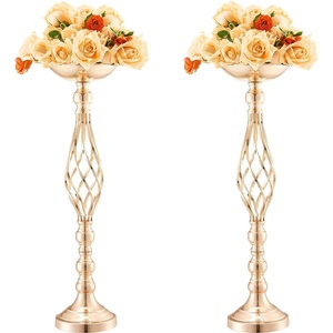 VEVOR 10PCS 16cm/6.3” Tall Wedding Flower Vase, Metal Wedding Centerpiece, Gold Floral Arrangement Stand Display Rack for Tables Wedding Dinner Party, Anniversary Ceremony Birthday Event Decor(Candlestick)