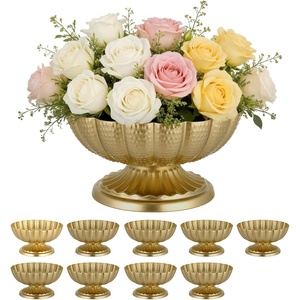 VEVOR 12 PCS Wedding Flower Vase, 21.7 in Tall Trumpet Flower Table Centerpieces, Banquet Vases Easy Installation, Electroplated Versatile Arrangement Stand for Party Events Home Decor Reception, Gold(10 PCS/4.7”)