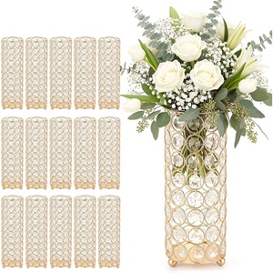 VEVOR 12 PCS Wedding Flower Vase, 21.7 in Tall Trumpet Flower Table Centerpieces, Banquet Vases Easy Installation, Electroplated Versatile Arrangement Stand for Party Events Home Decor Reception, Gold(16 PCS/10.24”)