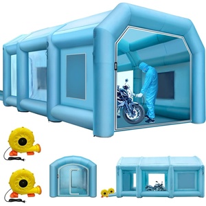 VEVOR 20x10x8ft Inflatable Paint Booth, Inflatable Spray Booth, High Powerful 480W+750W Blowers Spray Booth Tent, Car Paint Tent Air Filter System for Car Parking Workstation Motorcycle Garage(2（370W+1100W))