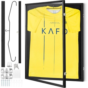 VEVOR 2PCs Jersey Display Frame Case, 23.3×31.2×1.5 in, Large Lockable Sport Jersey Shadow Box with 98% UV Protection PC Glass and Hangers, for Baseball Basketball Football Hockey Shirt and Uniform(24x32x1.5in)