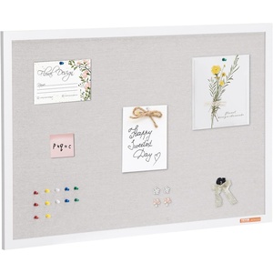 VEVOR 30″x20″ White Cork Board with Linen Surface – Stylish Wall-Mounted Bulletin Board for Home, School, Office – Elegant & Functional Noticeboard(36″x24″)