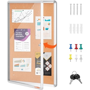 VEVOR 36″x24″ Enclosed Cork Board with Aluminum Frame – Lockable Bulletin Board with Acrylic Door & 2 Keys – Weather-Resistant Wall Display Case for School, Home, Office