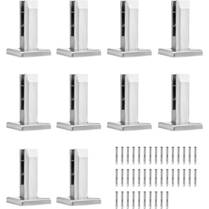 VEVOR 41″ Glass Railing Post – Stainless Steel Balustrade Bracket for 3/8″-1/2″ Tempered Glass, Deck Balcony Stair(Glass Clips – 10pcs – Silver)