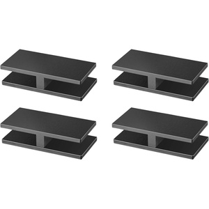 VEVOR 41″ Glass Railing Post – Stainless Steel Balustrade Bracket for 3/8″-1/2″ Tempered Glass, Deck Balcony Stair(Glass Stand – 4pcs – Black)