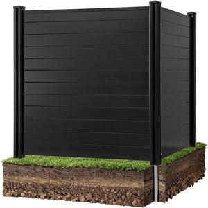 VEVOR 48″ W x 48″ H Vinyl Fence Panels, Air Conditioner Fence, Outdoor Privacy Screens for Trash Can, Pool Equipment Enclosure, Privacy Screen Kit Strip Panels (2 Panels)(Black)