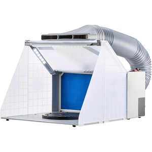 VEVOR Airbrush Spray Booth, Dual Fans, 21.5 x 18.7 x 14.6 in, Portable Hobby Airbrush Paint Spray Booth Kit with 3 LED Lights and Exhaust Extension Hose, for Painting Models, Arts, Crafts, Cakes(4m³/min)