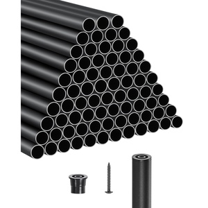 VEVOR Aluminum Deck Balusters 51 Pack 26″ 3/4″ Matte Black – Waterproof Round Hollow Spindles with Rail Caps & Screws, for Stairs Porch Patio Railing(26 Inch-101 Pack)