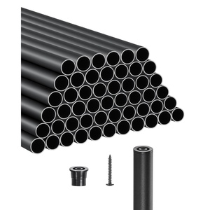 VEVOR Aluminum Deck Balusters 51 Pack 26″ 3/4″ Matte Black – Waterproof Round Hollow Spindles with Rail Caps & Screws, for Stairs Porch Patio Railing(36 Inch-51 Pack)