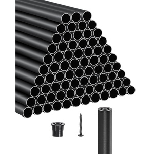 VEVOR Aluminum Deck Balusters 51 Pack 26″ 3/4″ Matte Black – Waterproof Round Hollow Spindles with Rail Caps & Screws, for Stairs Porch Patio Railing(36 Inch-101 Pack)