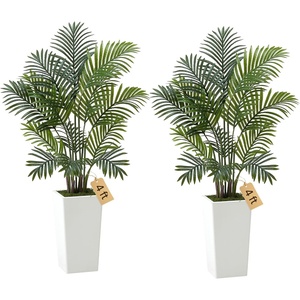 VEVOR Artificial Areca Palm Tree 5 ft, Fake Palm Tropical Plants with White Tall Planter, Faux Floor Silk Plant in Pot, Large Trees for Home Office Living Room Decor House Warming, Indoor Outdoor(Areca Palms)