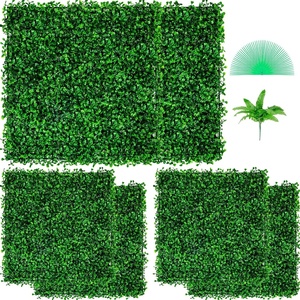 VEVOR Artificial Boxwood Panel 6pcs, 20 x 20 in 1.6 in Sun Protected Boxwood Hedge Wall Panels, Artificial Grass Backdrop Green Fake Wall for Privacy Fence Decor Indoor Outdoor Garden Backyard(6pcs)