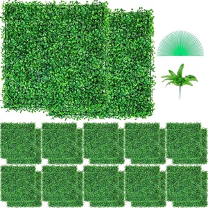 VEVOR Artificial Boxwood Panel 6pcs, 20 x 20 in 1.6 in Sun Protected Boxwood Hedge Wall Panels, Artificial Grass Backdrop Green Fake Wall for Privacy Fence Decor Indoor Outdoor Garden Backyard(24pcs)
