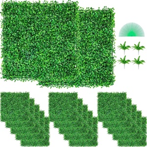 VEVOR Artificial Boxwood Panel 6pcs, 20 x 20 in 1.6 in Sun Protected Boxwood Hedge Wall Panels, Artificial Grass Backdrop Green Fake Wall for Privacy Fence Decor Indoor Outdoor Garden Backyard(48pcs)