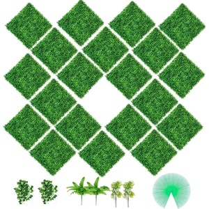 VEVOR Artificial Boxwood Panels, 20 PCS 20″x20″ Boxwood Hedge Wall Panels, PE Artificial Grass Backdrop Wall 1.6″, Privacy Hedge Screen for Decoration of Outdoor, Indoor, Garden, Fence, and Backyard(20 pcs)