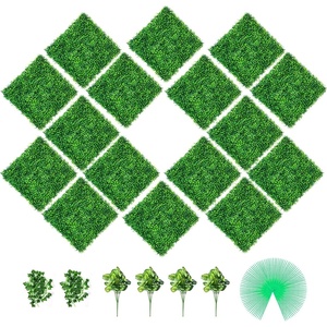 VEVOR Artificial Boxwood Panels, 20 PCS 20″x20″ Boxwood Hedge Wall Panels, PE Artificial Grass Backdrop Wall 1.6″, Privacy Hedge Screen for Decoration of Outdoor, Indoor, Garden, Fence, and Backyard(16 pcs)