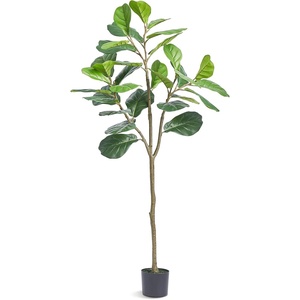 VEVOR Artificial Fiddle Leaf Fig Tree, 5 FT, Secure PE Material & Anti-Tip Tilt Protection Low-Maintenance Faux Plant, Lifelike Green Fake Potted Tree for Home Office Warehouse Decor Indoor Outdoor