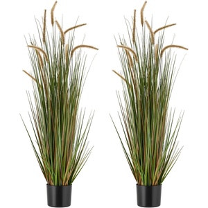 VEVOR Artificial Grass Plant, 2 Pack 59 inch Horsetail Reed Grass in Pot, Premium PVC Faux Fake Greenery Shrubs Plant for Indoor Outdoor House Home Garden Office Room Décor, Housewarming, Green(Horsetail Grass)