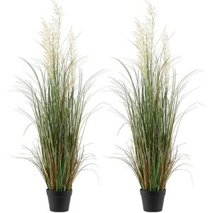 VEVOR Artificial Grass Plant, 2 Pack 59 inch Horsetail Reed Grass in Pot, Premium PVC Faux Fake Greenery Shrubs Plant for Indoor Outdoor House Home Garden Office Room Décor, Housewarming, Green(Reed Flowers and Grass)