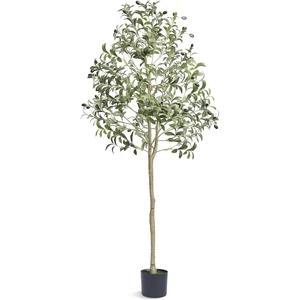 VEVOR Artificial Olive Tree, 6 FT Tall Faux Plant, Secure PE Material & Anti-Tip Tilt Protection Low-Maintenance Plant, Lifelike Green Fake Potted Tree for Home Office Warehouse Decor Indoor Outdoor(Olive Tree Type 1)