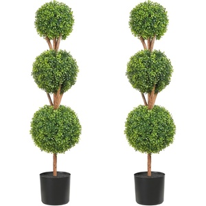 VEVOR Artificial Topiary Bunny-Shape Boxwood Ball, 2 Set 36 inch Faux Boxwood Plant Balls, Fake Silk Tree Look Real, Easy Assembly for Decor Front Porch Outdoor Patio Garden Balcony Backyard Indoor(3-tier)