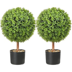 VEVOR Artificial Topiary Bunny-Shape Boxwood Ball, 2 Set 36 inch Faux Boxwood Plant Balls, Fake Silk Tree Look Real, Easy Assembly for Decor Front Porch Outdoor Patio Garden Balcony Backyard Indoor(1-tier)