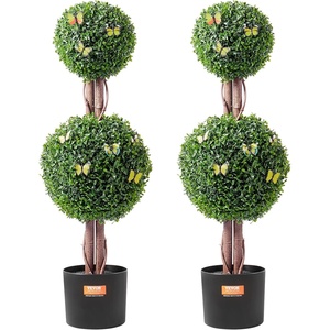 VEVOR Artificial Topiary Bunny-Shape Boxwood Ball, 2 Set 36 inch Faux Boxwood Plant Balls, Fake Silk Tree Look Real, Easy Assembly for Decor Front Porch Outdoor Patio Garden Balcony Backyard Indoor(2-tier)