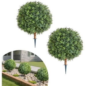 VEVOR Artificial Topiary Cypress Trees with Ground Spike, 16 inch 2 Set Faux Shrubs & Bushes Potted Plants, Fake Silk Tree Look Real for Decor Front Porch Outdoor Indoor Patio Garden Balcony Backyard(22 Inch-ground Spike)