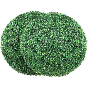 VEVOR Artificial Topiary Cypress Trees with Ground Spike, 16 inch 2 Set Faux Shrubs & Bushes Potted Plants, Fake Silk Tree Look Real for Decor Front Porch Outdoor Indoor Patio Garden Balcony Backyard(16 Inch-ball)