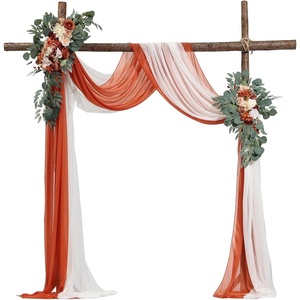 VEVOR Artificial Wedding Arch Flowers Kit, Orange Wedding Arch Flowers with Drapes Kit (Pack of 4) – 2 Pcs Floral Arrangement, 2 Pcs Sheer Drapes, for Ceremony Bouquets Reception Backdrop Decoration(Terracotta)
