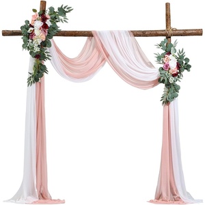 VEVOR Artificial Wedding Arch Flowers Kit, Orange Wedding Arch Flowers with Drapes Kit (Pack of 4) – 2 Pcs Floral Arrangement, 2 Pcs Sheer Drapes, for Ceremony Bouquets Reception Backdrop Decoration(Dusty Rose)