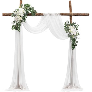 VEVOR Artificial Wedding Arch Flowers Kit, Orange Wedding Arch Flowers with Drapes Kit (Pack of 4) – 2 Pcs Floral Arrangement, 2 Pcs Sheer Drapes, for Ceremony Bouquets Reception Backdrop Decoration(White)