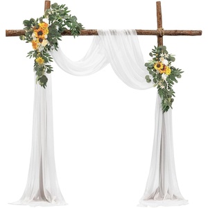 VEVOR Artificial Wedding Arch Flowers Kit, Orange Wedding Arch Flowers with Drapes Kit (Pack of 4) – 2 Pcs Floral Arrangement, 2 Pcs Sheer Drapes, for Ceremony Bouquets Reception Backdrop Decoration(Sunflower)