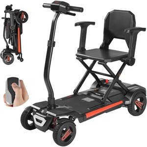 VEVOR Auto-Folding Mobility Scooter for Seniors & Adults, Airline Approved 4-Wheel Electric Scooter with Dual Front Suspension & Removable Batteries, Long Range 4 MPH, Lightweight Foldable for Travel(Automatic Folding Mobility Scooter)