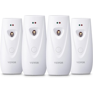 VEVOR Automatic Air Freshener Spray Dispenser, 4-Pack, Wall Mounted or Free Standing, Battery Operated, Multiple Time Settings for Home, Indoor, Bathrooms, Offices, Hotels, Commercial Places, White