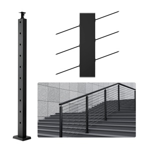 VEVOR Cable Railing Post Size 36 x 0.98 x 1.97 inches Stainless Steel Level Deck Stair Post, Cable Handrail Post, Pre-Drilled Pickets with Mounting Bracket, LGZHY91.42.5520JLV0(Black)