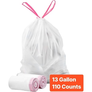 VEVOR Drawstring Trash Bags, 13 Gallon 110 Count Tall Kitchen Trash Bags, Extra Thick Fresh Scent Garbage Bag, Recyclable Bin Bag with Drawstrings, for Home Kitchen, Office, RV and Camping (White)