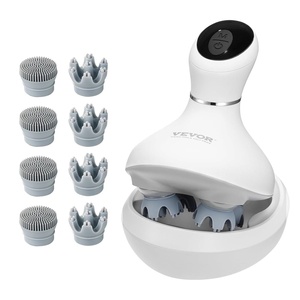 VEVOR Electric Scalp Massager, Rechargeable Head Massager Hair Growth, IPX7 Waterproof | Portable Kneading Scalp Scratcher with 8 Removable Massage Head for Stress Relief, Deep Clean, Gift for Mom/Dad(Standard)