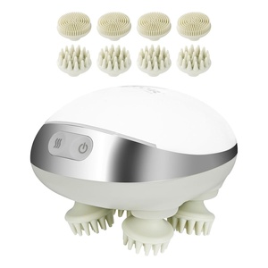 VEVOR Electric Scalp Massager, Rechargeable Head Massager Hair Growth, IPX7 Waterproof | Portable Kneading Scalp Scratcher with 8 Removable Massage Head for Stress Relief, Deep Clean, Gift for Mom/Dad(with Heat Function)