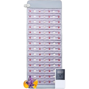 VEVOR Far Infrared Heating Pad, Amethyst Heating Pad with Jade & Tourmaline Stones, 660nm Photon Light & Negative Ions, 103-159℉ Hot Gemstones Mat with 0-12 Hours Timer for Pain Relief (32″ x 20″)(60″ x 24″)