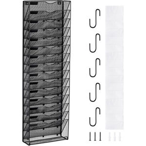 VEVOR File Wall Rack, 1-Piece 16 Pockets Mesh Wall File Holder, Wall Mounted Magazine Mail Paper and Document Storage Folder WJBGJHSWJSWSGLDOLV0(1 Pack 16-Tier)