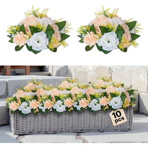 VEVOR Flower Balls Arrangement Bouquet 10 PCS, 9.5-Inch Diameter Artificial Flower Balls Wedding Rose Centerpieces, Faux Flowers Arrangements for Wedding Centerpiece Home Table Decorations, White(Ball-shaped-champagne & White)