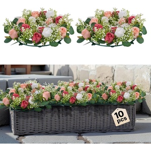 VEVOR Flower Balls Arrangement Bouquet 10 PCS, 9.5-Inch Diameter Artificial Flower Balls Wedding Rose Centerpieces, Faux Flowers Arrangements for Wedding Centerpiece Home Table Decorations, White(Ring-shaped-pink+white)