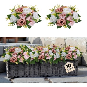 VEVOR Flower Balls Arrangement Bouquet 10 PCS, 9.5-Inch Diameter Artificial Flower Balls Wedding Rose Centerpieces, Faux Flowers Arrangements for Wedding Centerpiece Home Table Decorations, White(Ball-shaped-pink & White)
