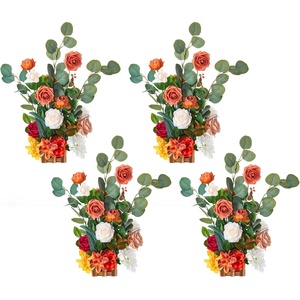 VEVOR Flower Balls Arrangement Bouquet 10 PCS, 9.5-Inch Diameter Artificial Flower Balls Wedding Rose Centerpieces, Faux Flowers Arrangements for Wedding Centerpiece Home Table Decorations, White(Orange)
