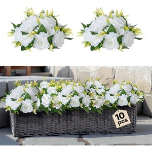 VEVOR Flower Balls Arrangement Bouquet 10 PCS, 9.5-Inch Diameter Artificial Flower Balls Wedding Rose Centerpieces, Faux Flowers Arrangements for Wedding Centerpiece Home Table Decorations, White(Ball-shaped-white)