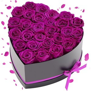 VEVOR Forever Flowers, 100 Preserved Roses in a Heart Shape Box, Eternal Flowers Immortal Bouquet Birthday Present for Women Her Wife Mothers, Anniversary, Valentine’s Day,Christmas, Red(Purple)