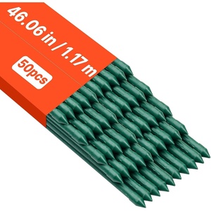 VEVOR Garden Stakes, 25 Pack, 82.68 inch, Plastic Coated Metal Tomato Stakes, Garden Sticks for Plants Support, with Pointed End and Non-Slip Bumps for Growing Climbing Plants, Outdoor Vegetables(1.2m*11mm)